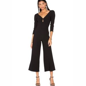LPA Revolve S Solid Black Keyhole Jumpsuit Cropped Length